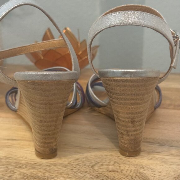 Free People Golden Hour Metallic Wedge Heels – Silver/Blue – Size 38, US 8 - Picture 8 of 11